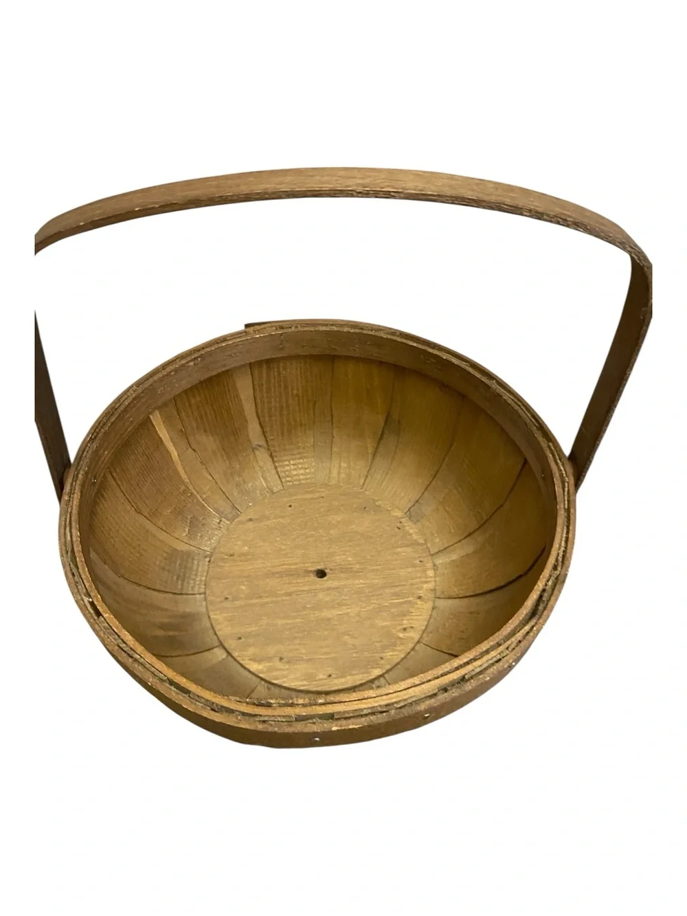 Basketville Putney Vermont Vintage NWT Wooden Gathering Basket Handmade Round